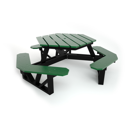 FROG FURNISHINGS Green 6' HEX Table with Black Frame PB 6HEXGRE